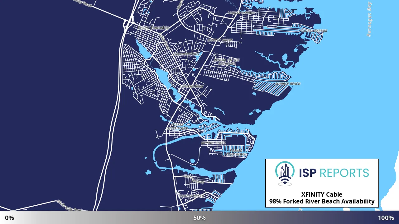 Forked River Beach, NJ map of internet availability