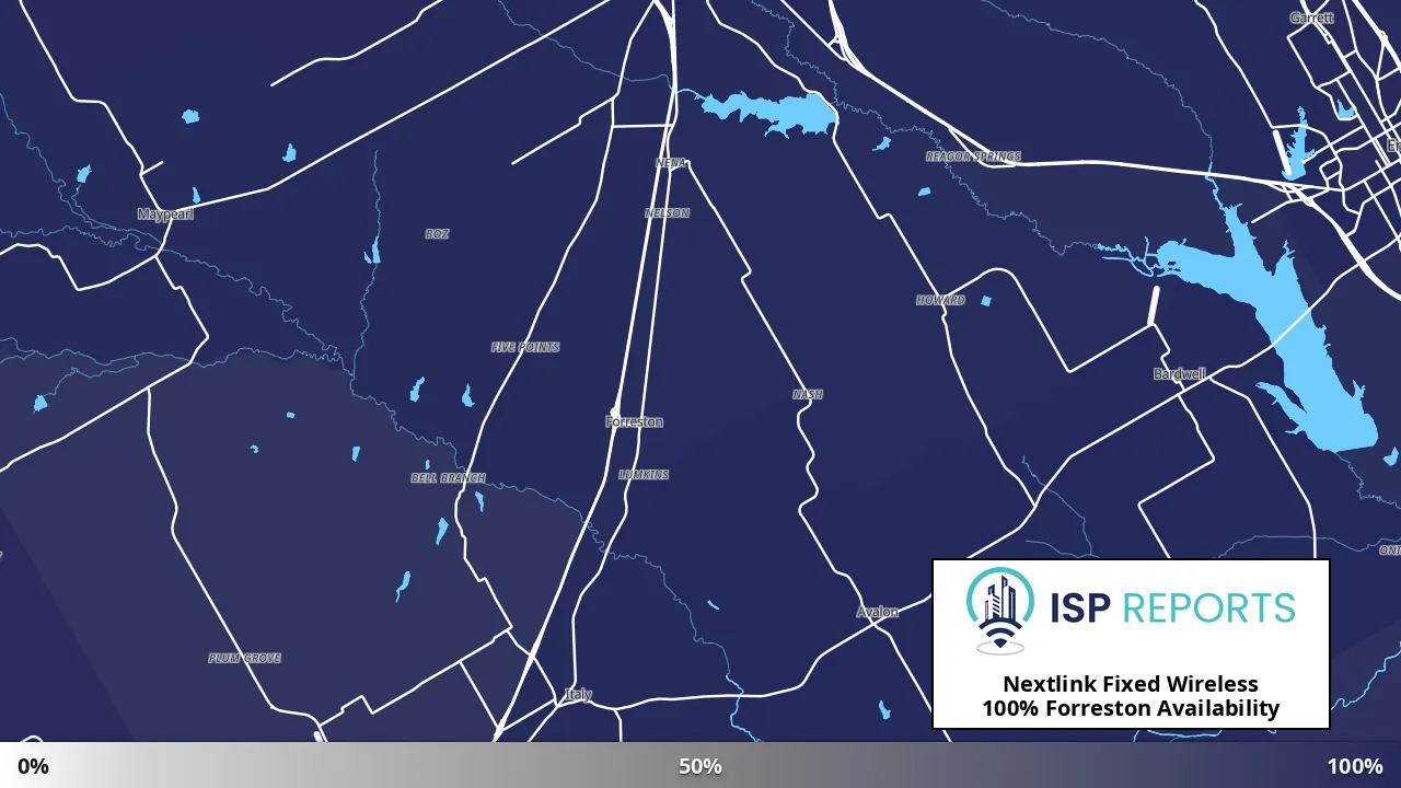 Forreston, TX map of internet availability