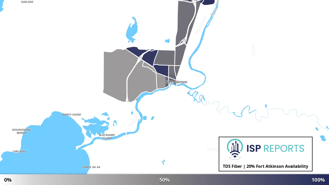 Fort Atkinson, WI map of internet availability
