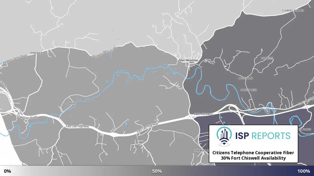 Fort Chiswell, VA map of internet availability