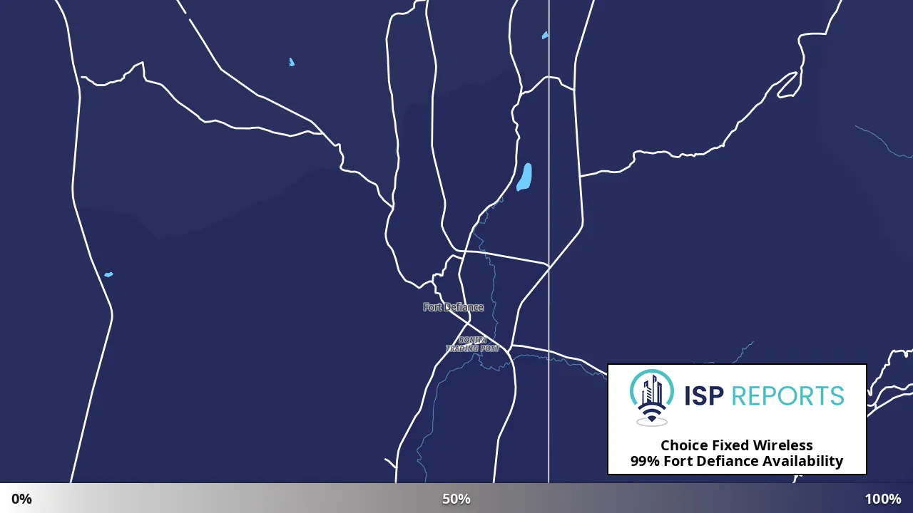 Fort Defiance, AZ map of internet availability