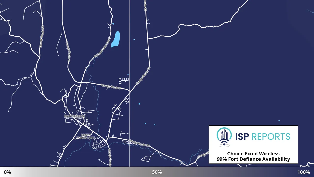 Fort Defiance, NM map of internet availability