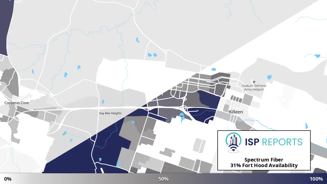Fort Hood, TX map of internet availability