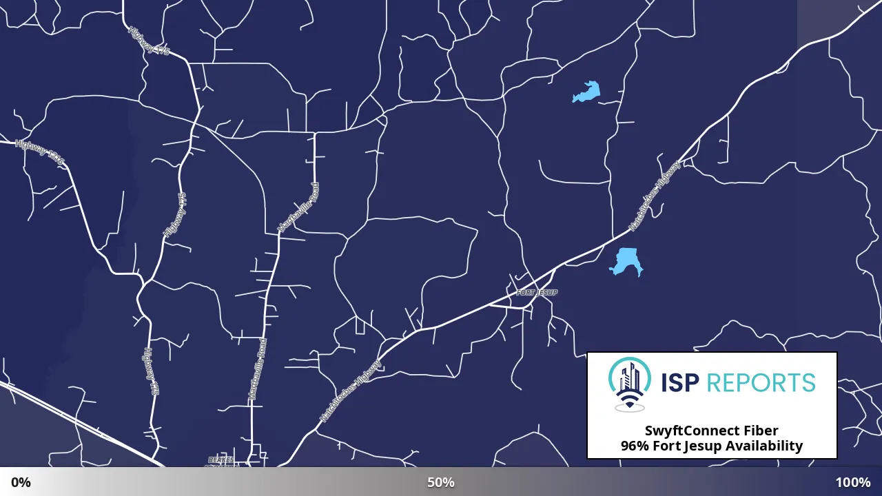 Fort Jesup, LA map of internet availability