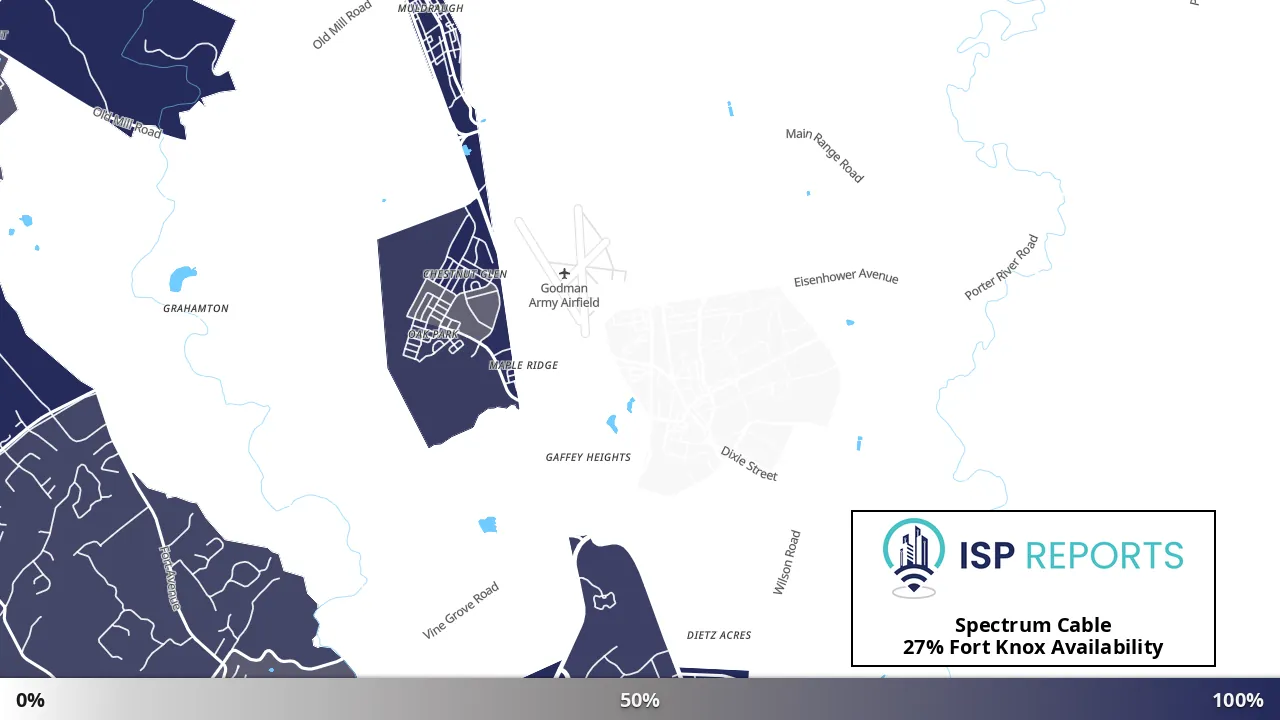 Fort Knox, KY map of internet availability