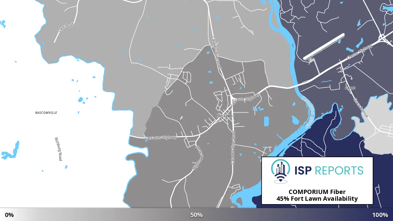 Fort Lawn, SC map of internet availability