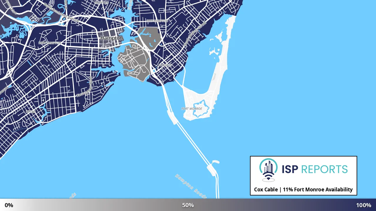 Fort Monroe, VA map of internet availability