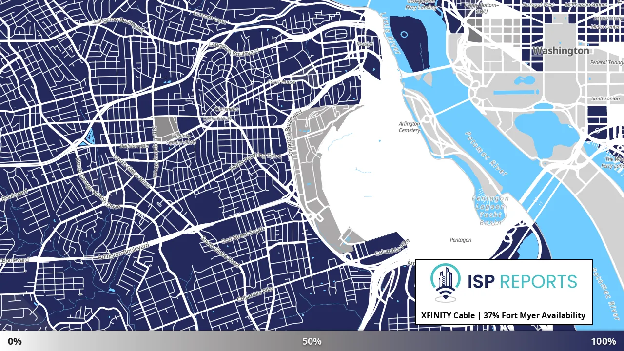 Fort Myer, VA map of internet availability