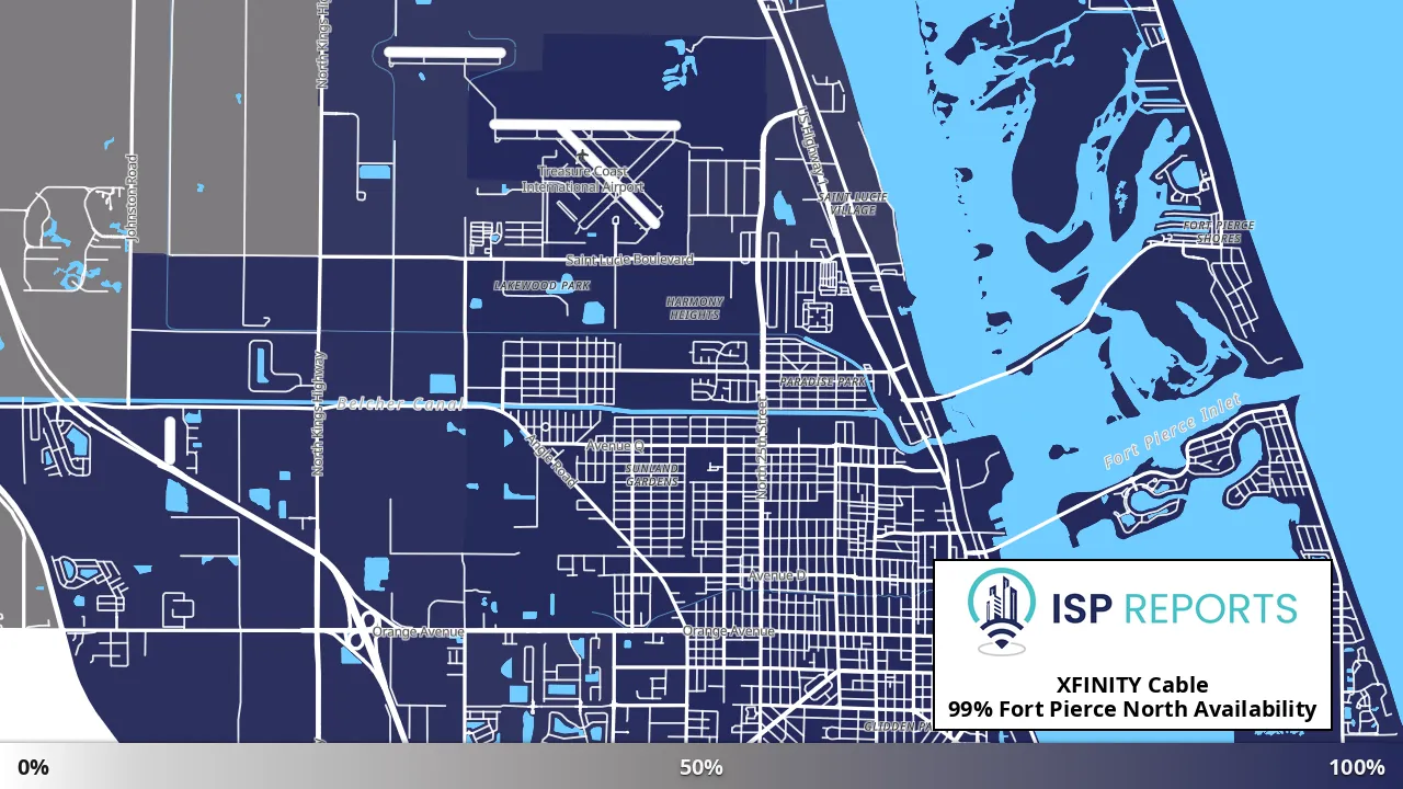 Fort Pierce North, FL map of internet availability