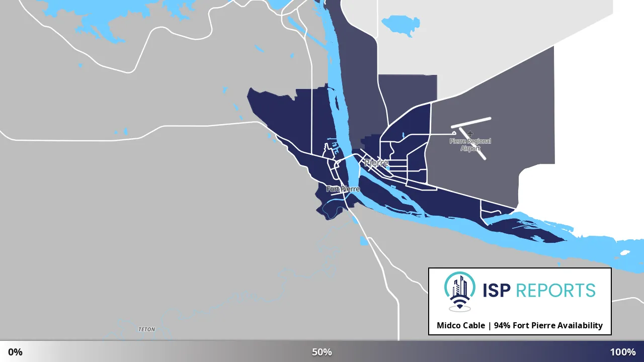 Fort Pierre, SD map of internet availability
