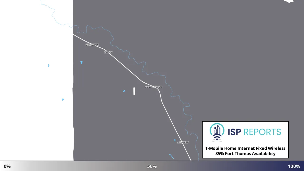 Fort Thomas, AZ map of internet availability
