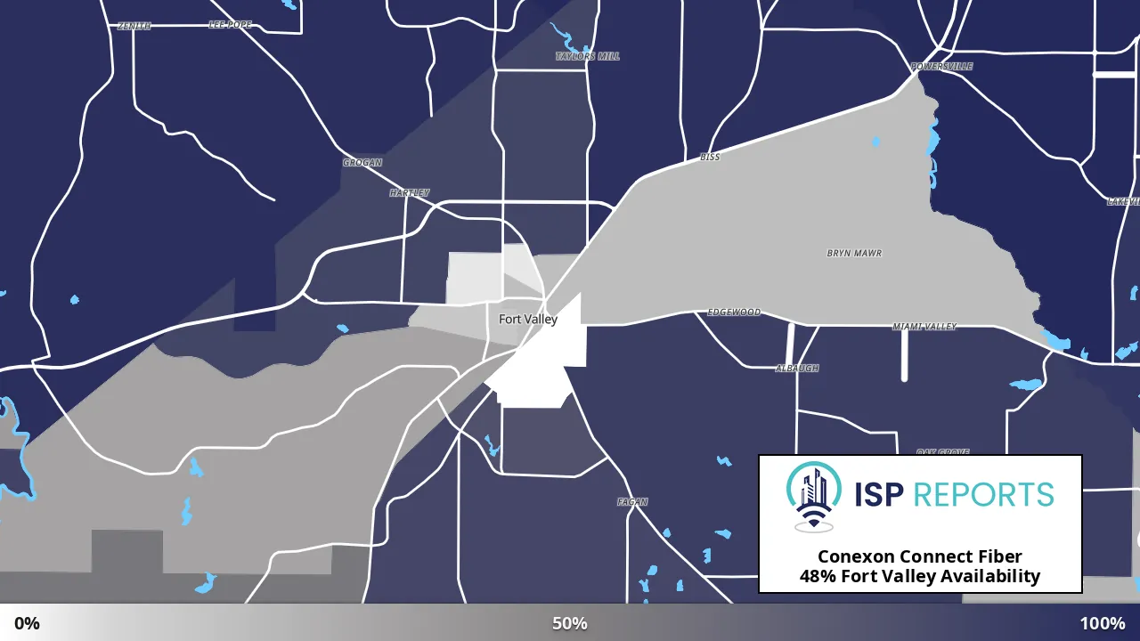 Fort Valley, GA map of internet availability