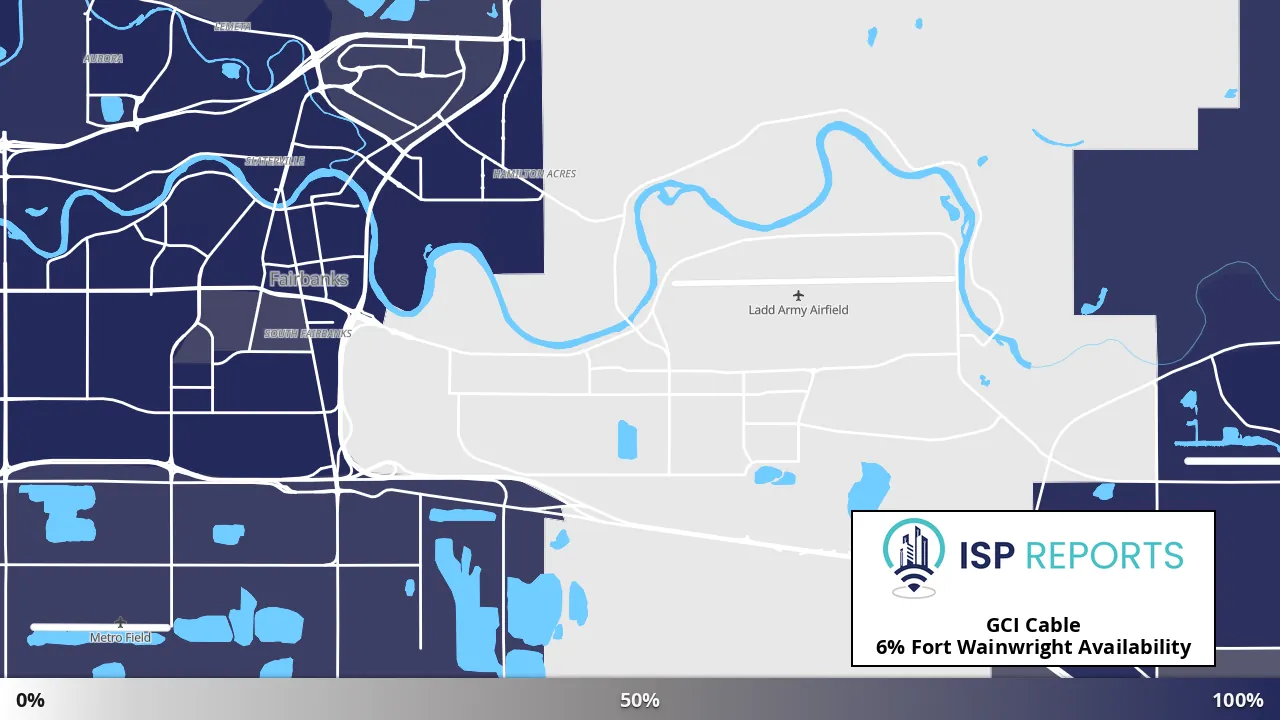 Fort Wainwright, AK map of internet availability