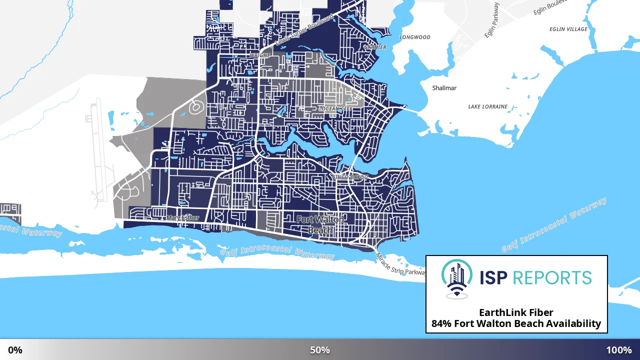 Fort Walton Beach, FL map of internet availability