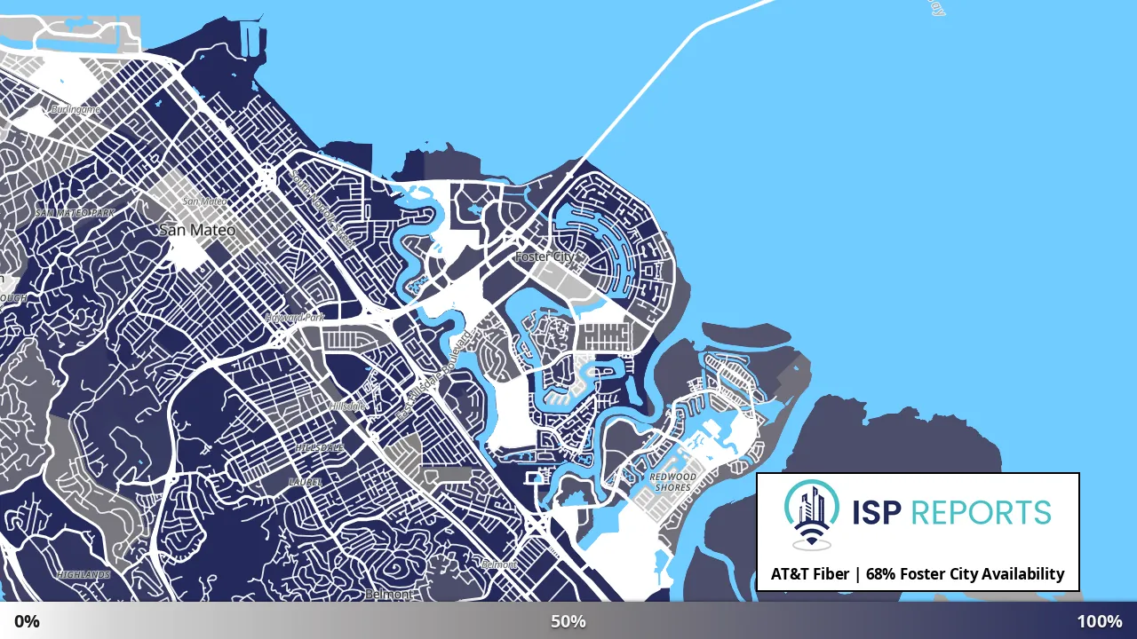 Foster City, CA map of internet availability