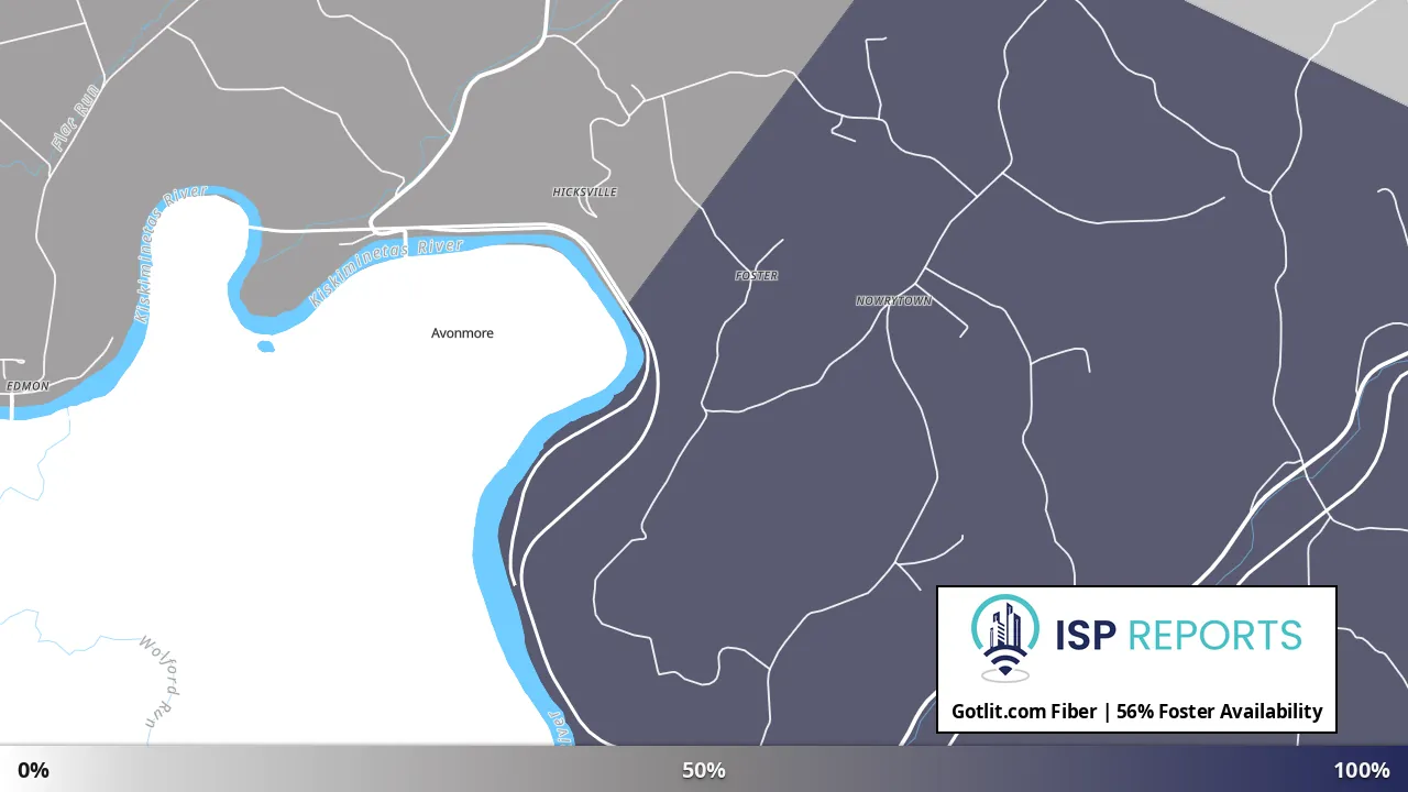 Foster, PA map of internet availability