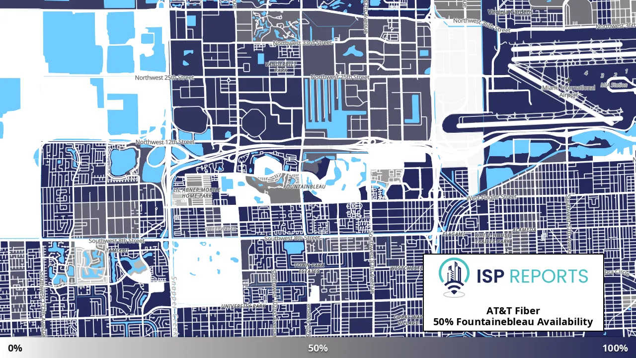 Fountainebleau, FL map of internet availability