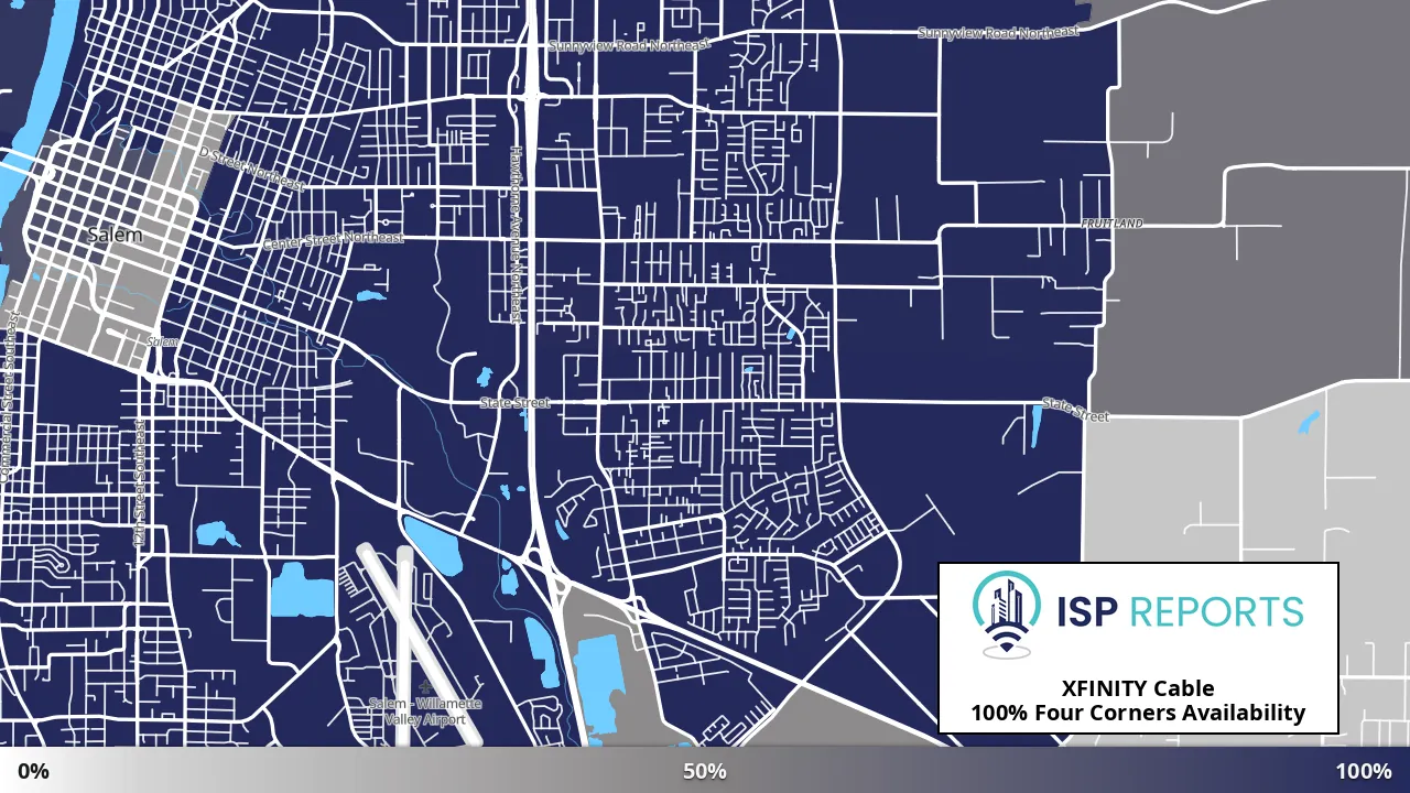 Four Corners, OR map of internet availability