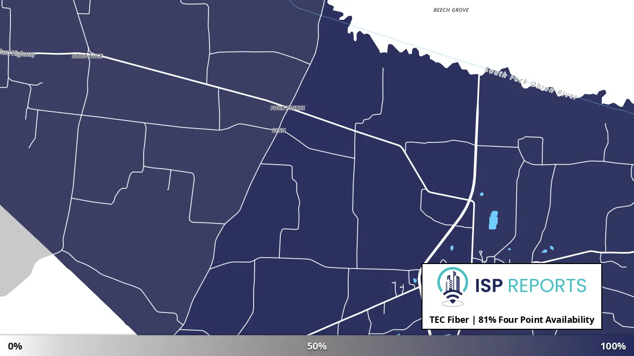 Four Point, TN map of internet availability