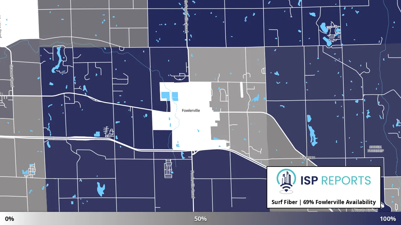 Fowlerville, MI map of internet availability