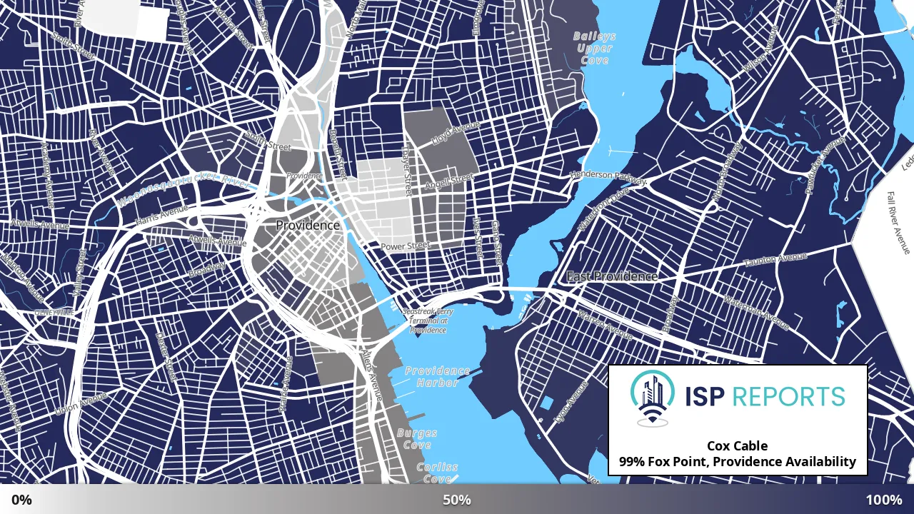 Fox Point, Providence, RI map of internet availability