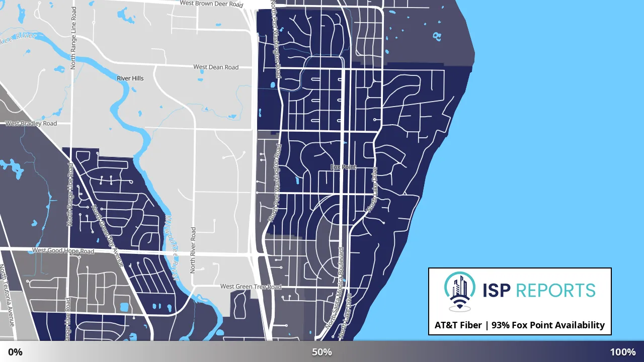 Fox Point, WI map of internet availability