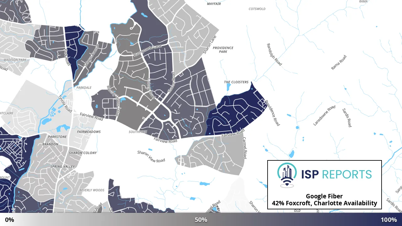 Foxcroft, Charlotte, NC map of internet availability