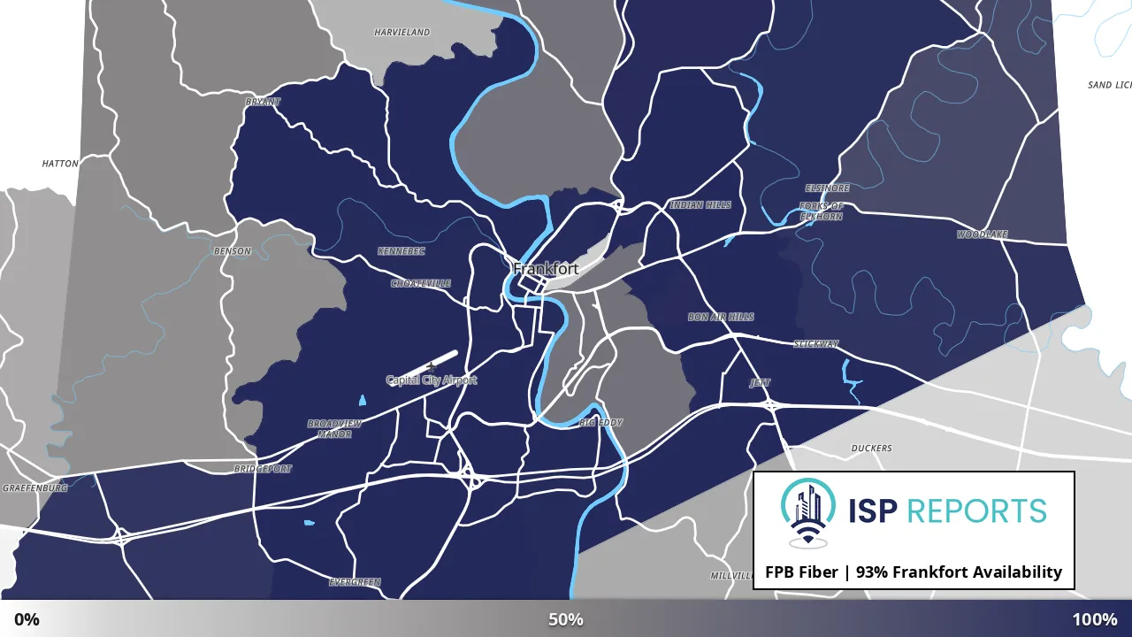Frankfort, KY map of internet availability