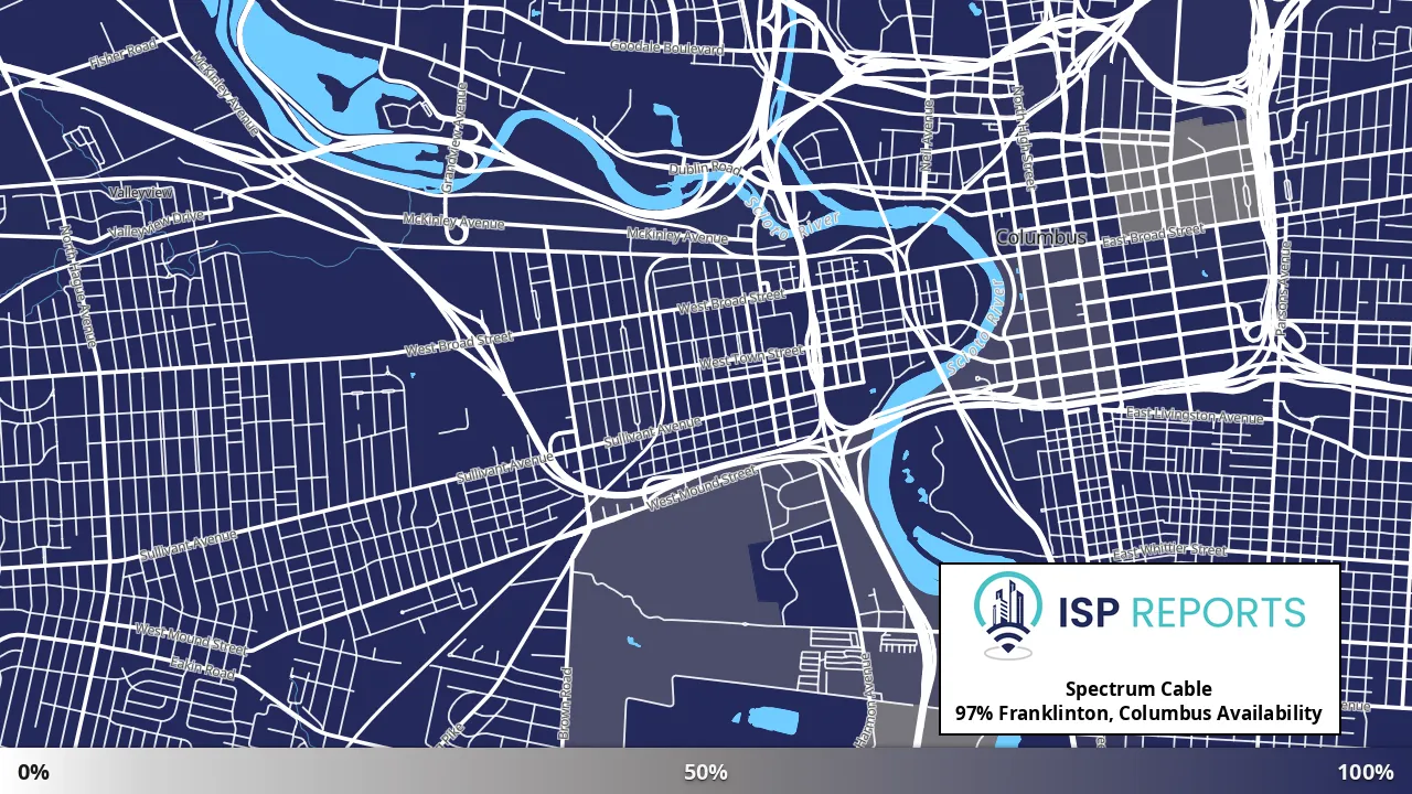 Franklinton, Columbus, OH map of internet availability