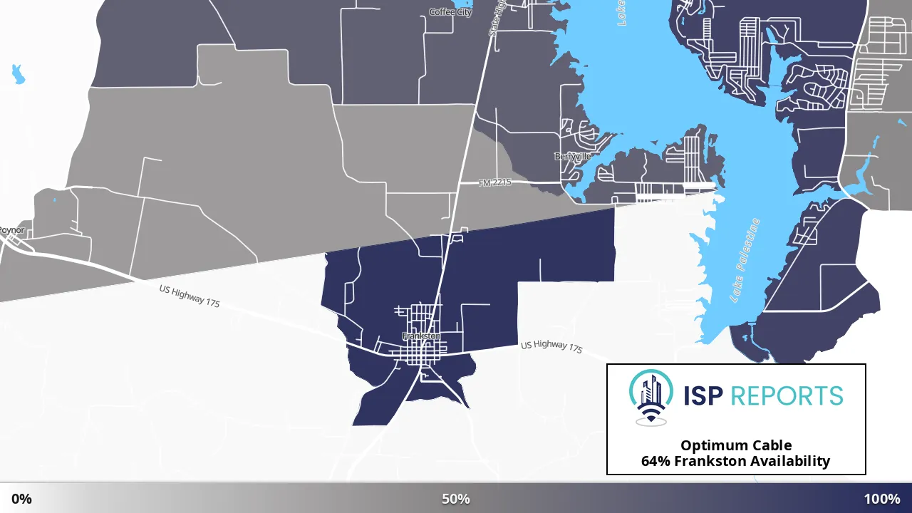 Frankston, TX map of internet availability