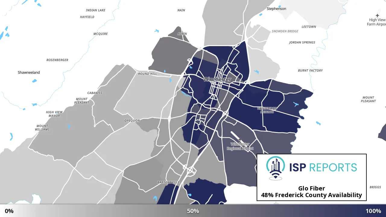Frederick County, VA map of internet availability