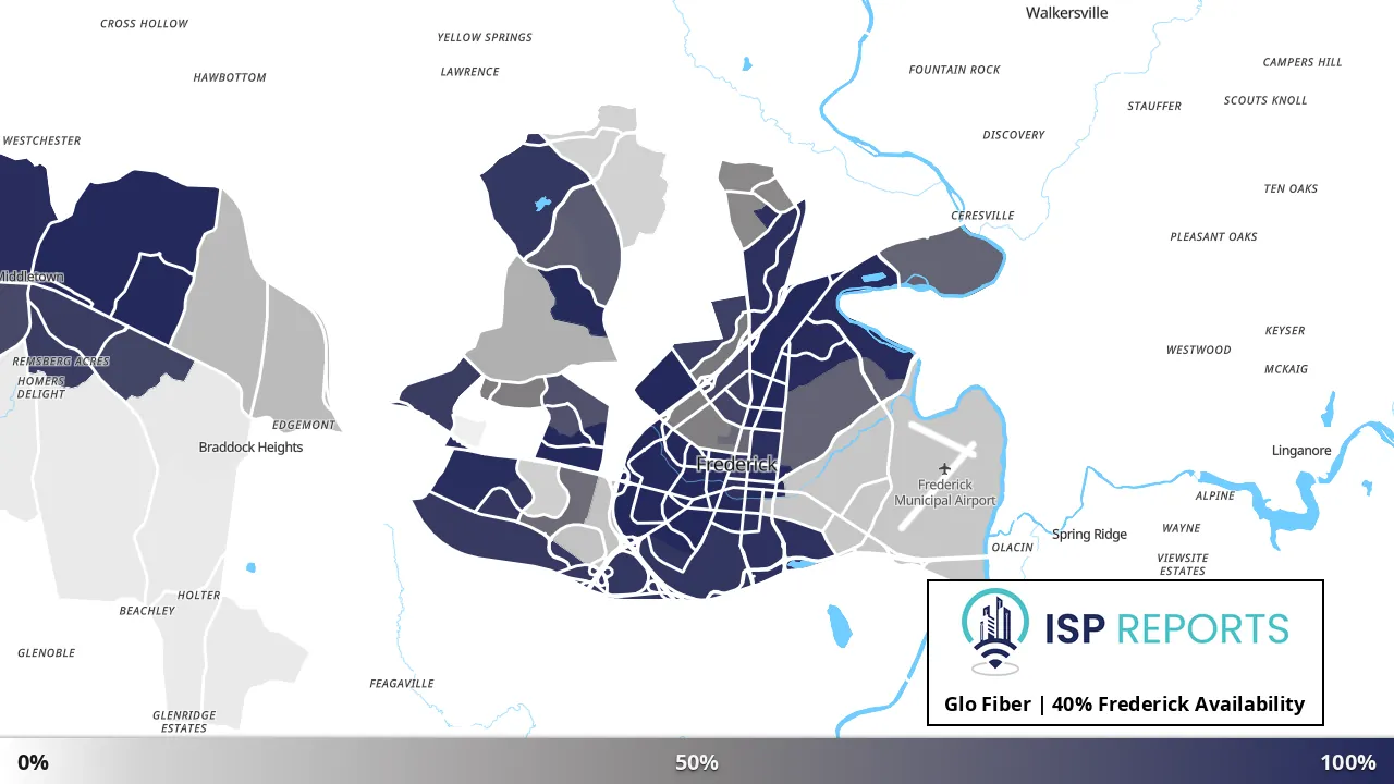Frederick, MD map of internet availability