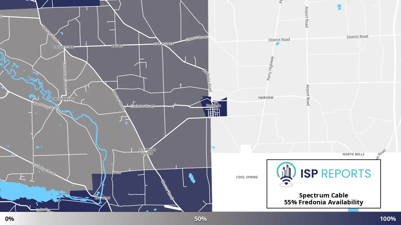 Fredonia, PA map of internet availability