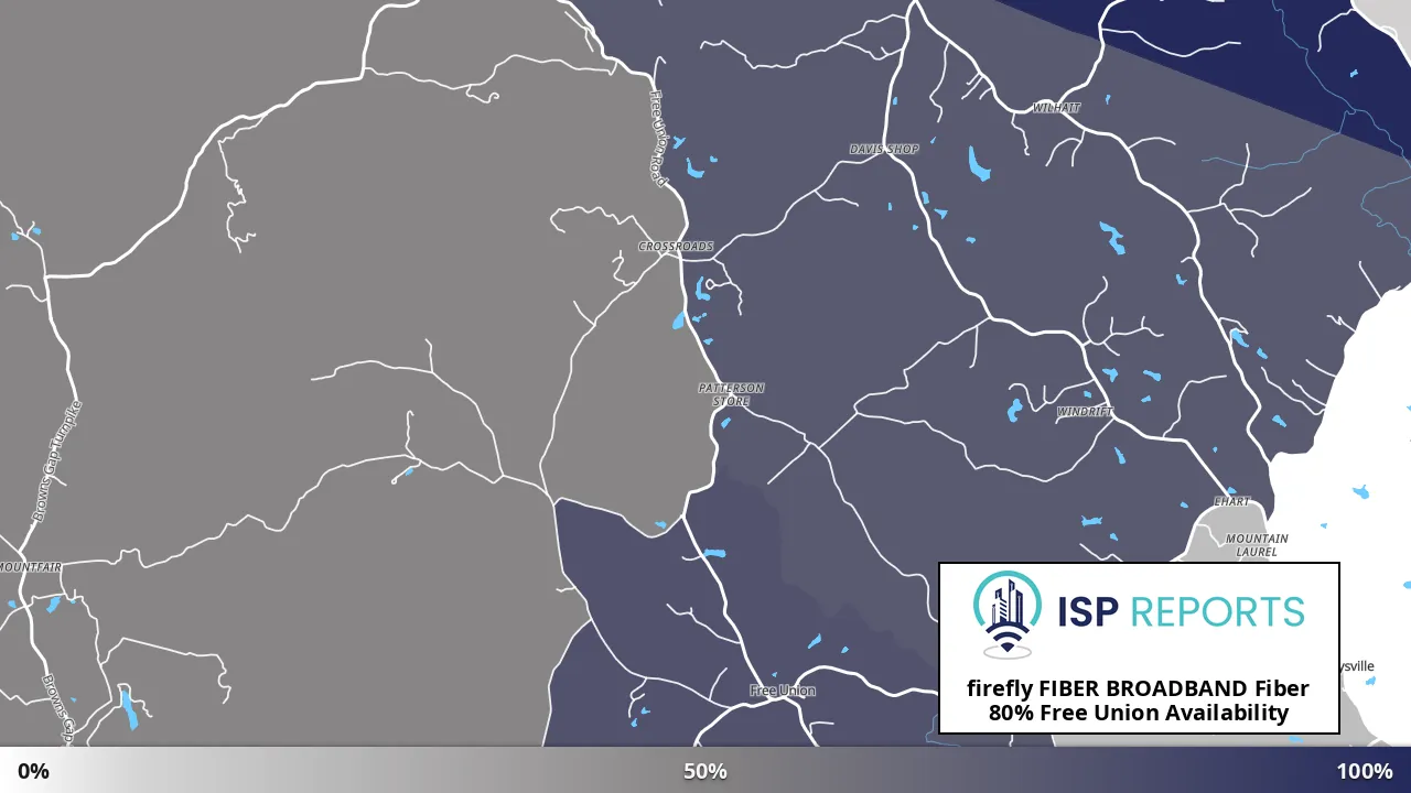 Free Union, VA map of internet availability