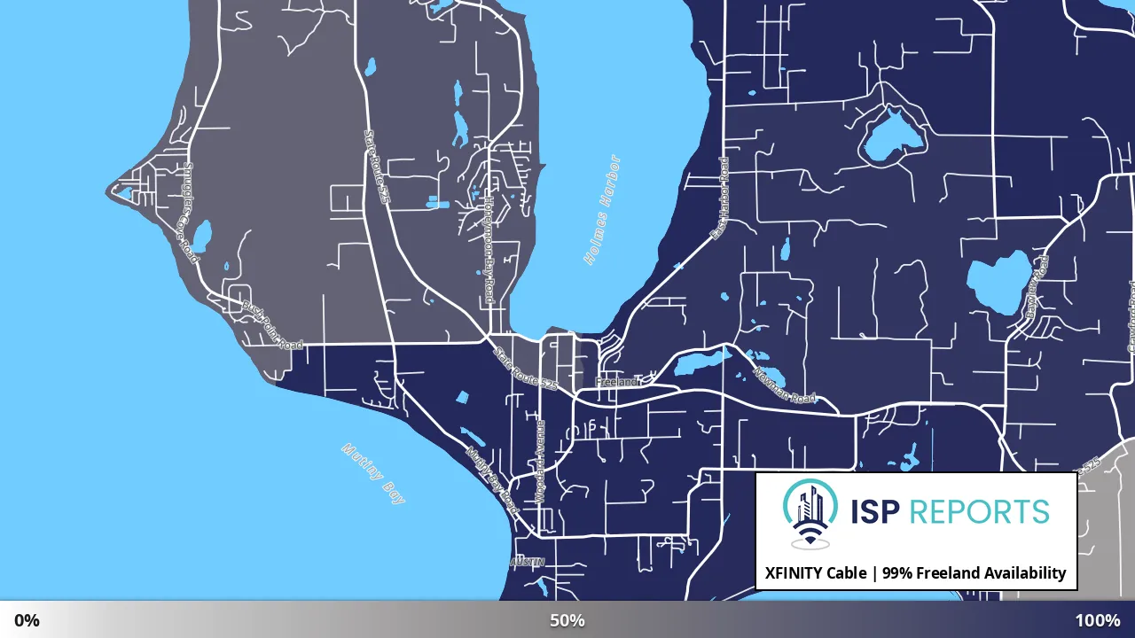 Freeland, WA map of internet availability