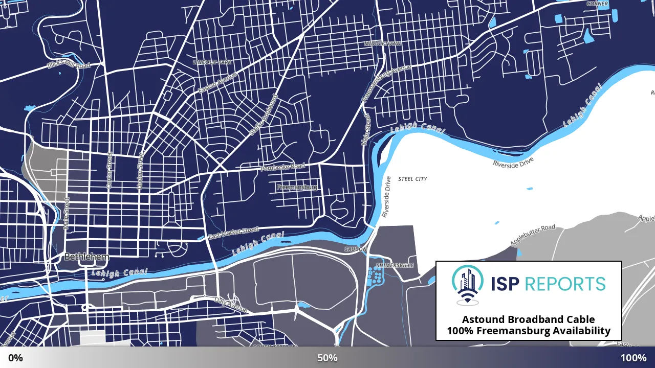 Freemansburg, PA map of internet availability