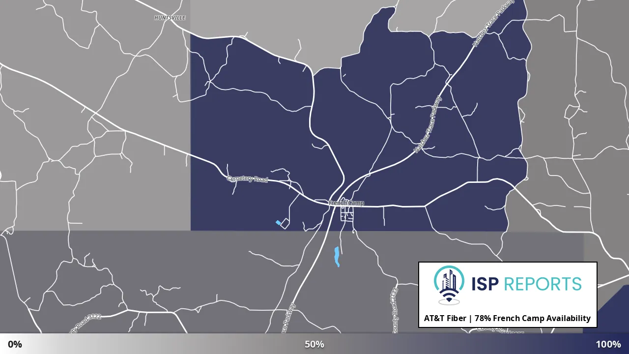 French Camp, MS map of internet availability