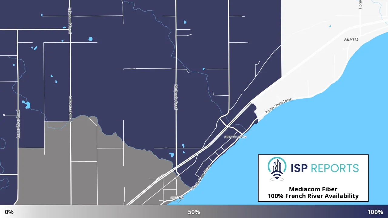 French River, MN map of internet availability