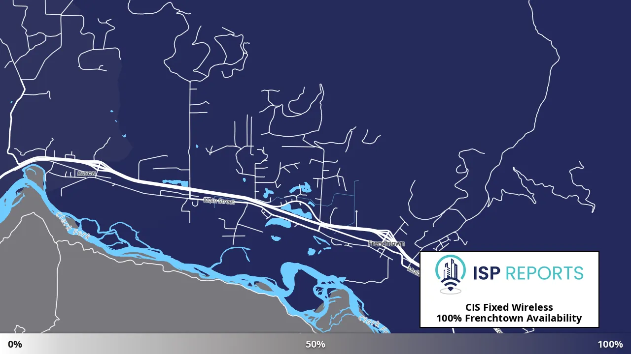 Frenchtown, MT map of internet availability