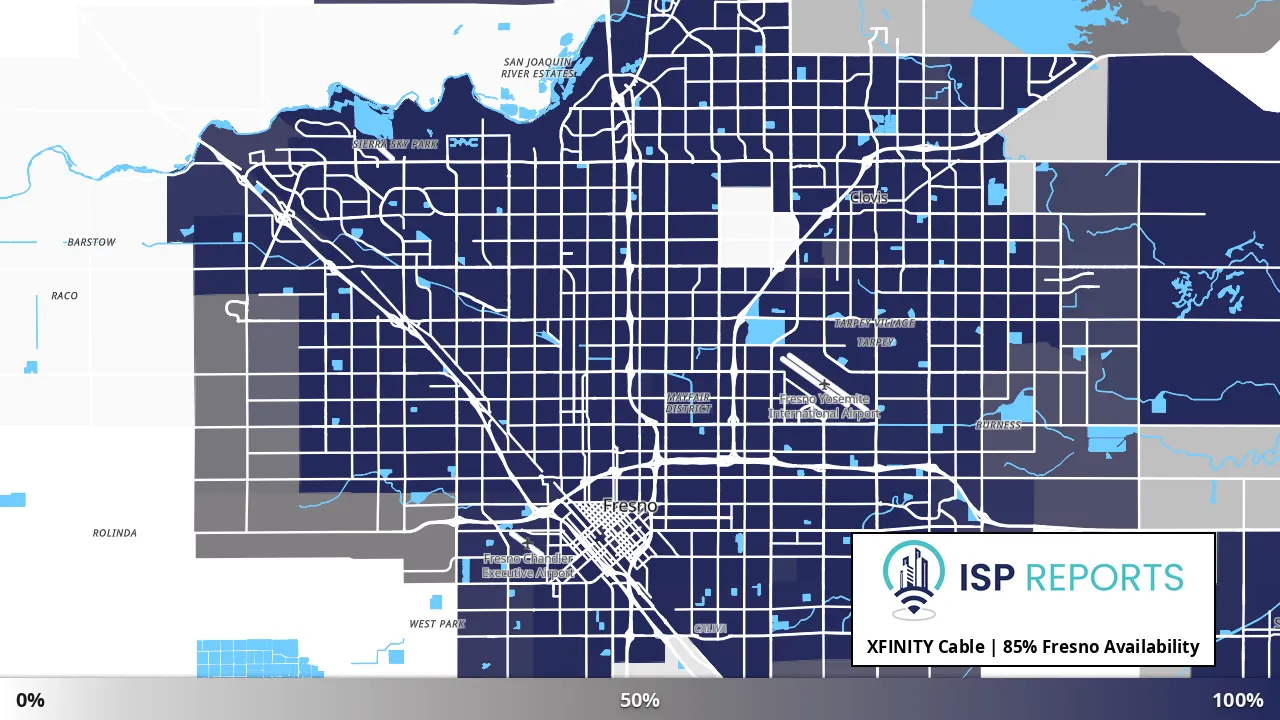 Fresno, CA map of internet availability