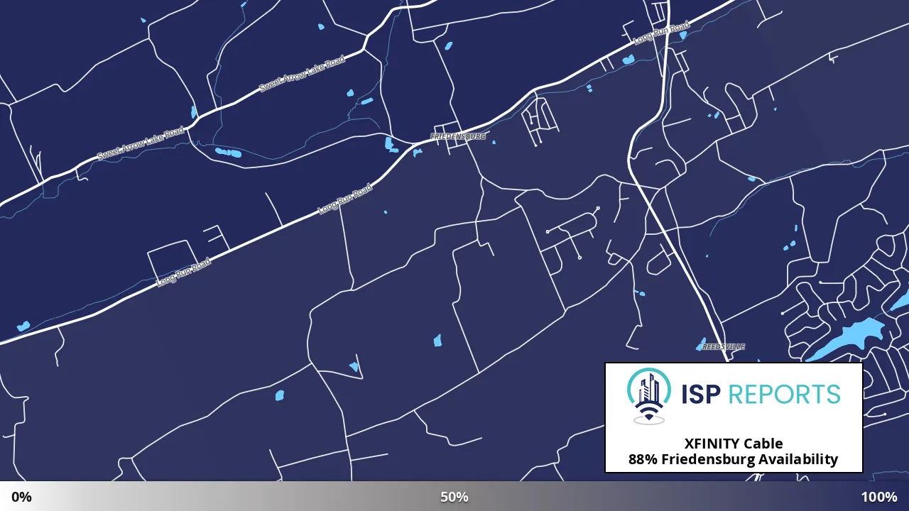 Friedensburg, PA map of internet availability