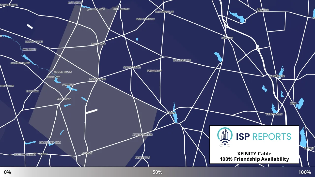 Friendship, NJ map of internet availability