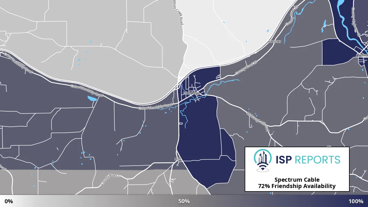 Friendship, NY map of internet availability