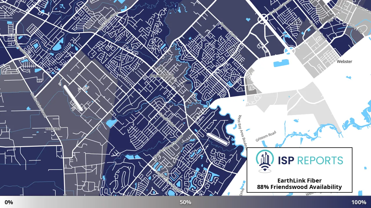 Friendswood, TX map of internet availability