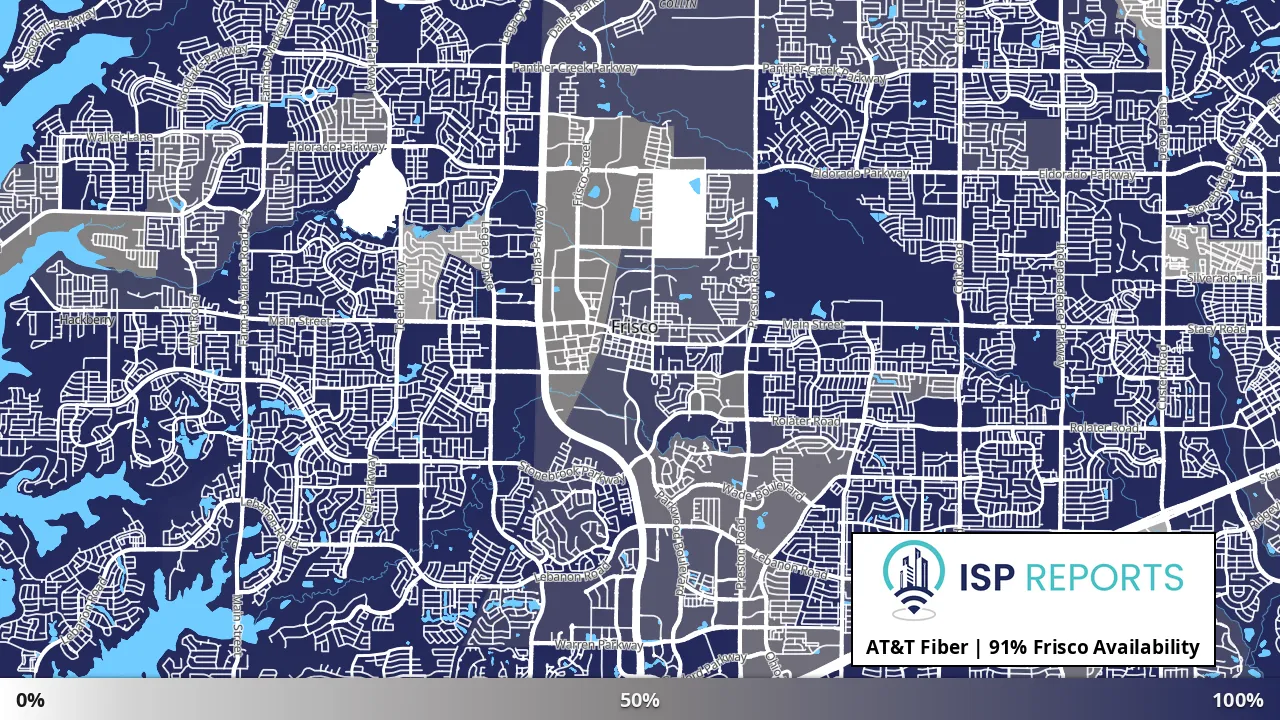 Frisco, TX map of internet availability