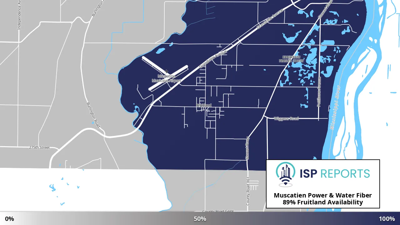 Fruitland, IA map of internet availability