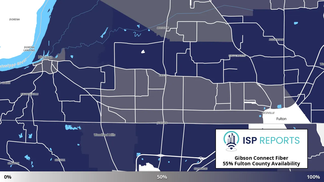 Fulton County, KY map of internet availability