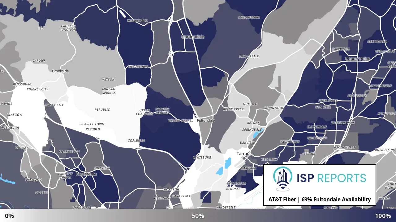 Fultondale, AL map of internet availability