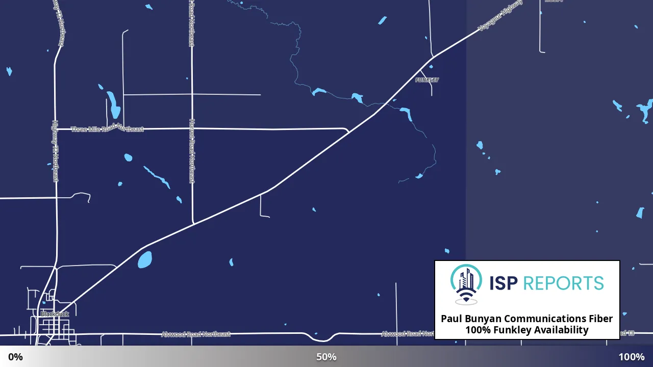 Funkley, MN map of internet availability