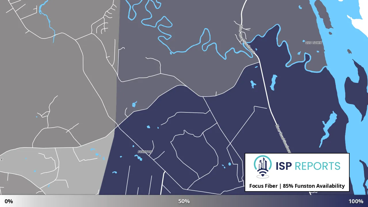 Funston, NC map of internet availability